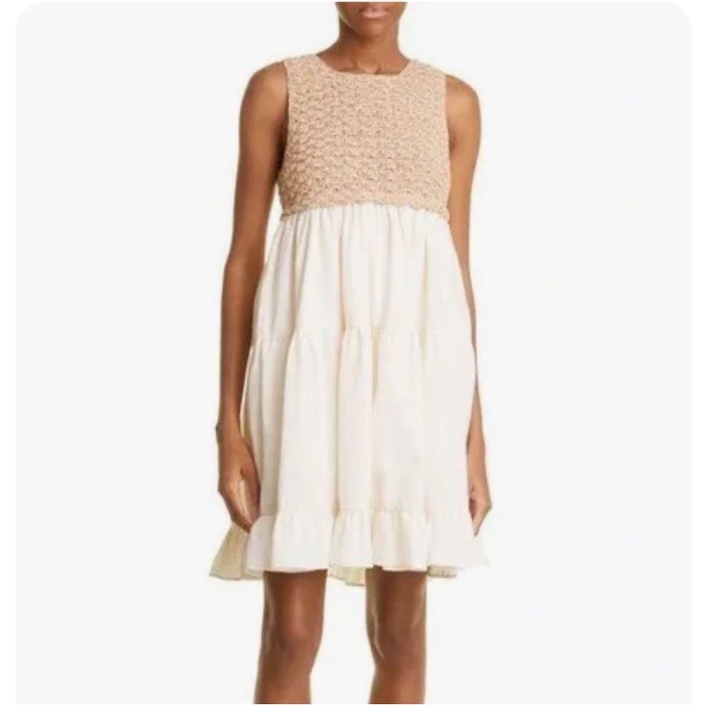 NWT AYNI Uku Sleeveless Crochet Mini Dress In
Coral/ Pear/ Butter white, size M
